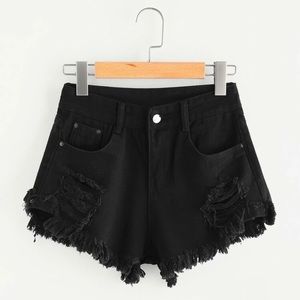 High Wasted Distressed Jean Shorts